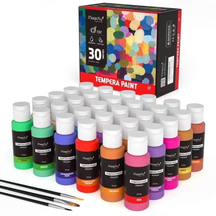 Magicfly 30 Couleurs Peinture Tempera Pour Enfants Lavable Tube 60 Ml Peinture Gouache Non Toxique Avec Couleurs Pailletees Me Cdiscount Beaux Arts Et Loisirs Creatifs