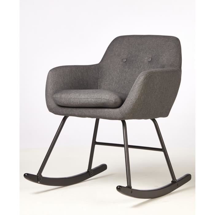 bobochic® rocking chair rock gris anthracite mat   dossier design assise confortable pieds métal