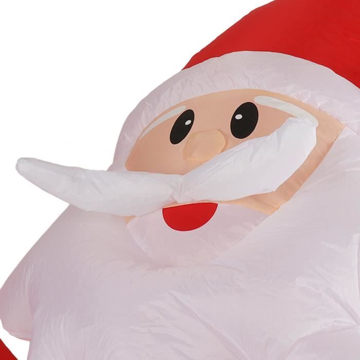 Père Noël Gonflable LED 2,4h M Avec Hotte Polyester Imperméable Rouge - Décoration de fête