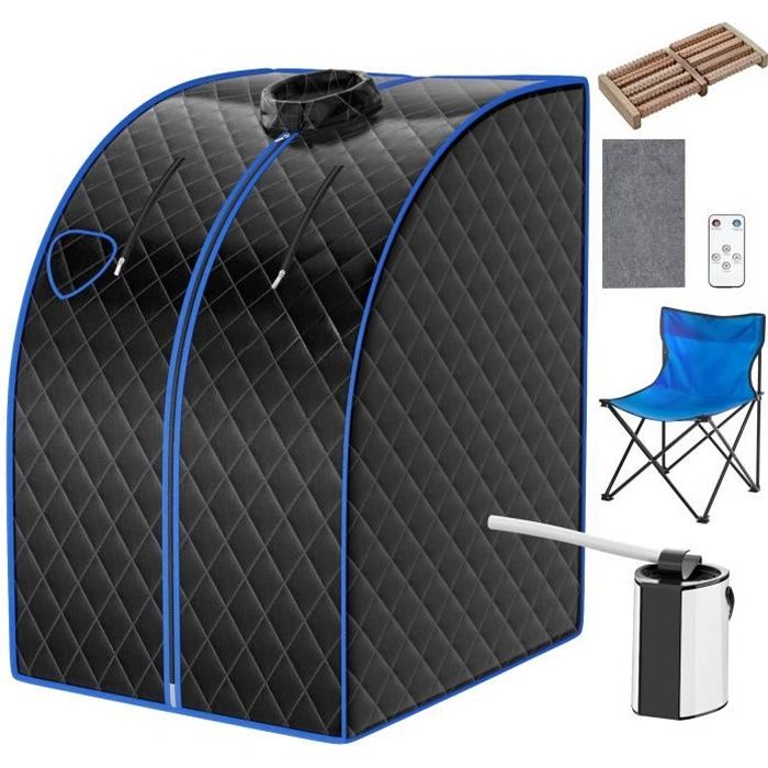 COSTWAY 1000W Cabine de Sauna Portable à Vapeur Capacité 3L avec Fonction datomisation Télécommande Synchronisation Noir