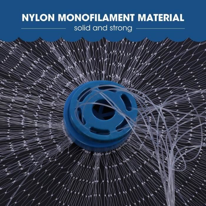 Filet De Pêche à Main Style Américain - 3,6 Mètres - Nylon Renforcé, Lest En Zinc - Pour Mer, Rivière, Étang