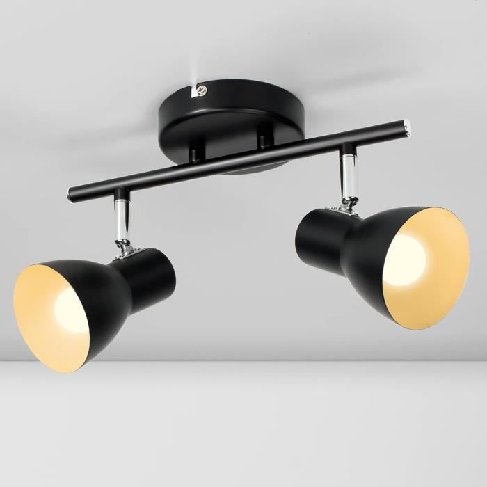 Plafonnier Encastré Industriel Vintage Noir - LED 60W, Réglable Blanc Chaud/froid - Installation Facile