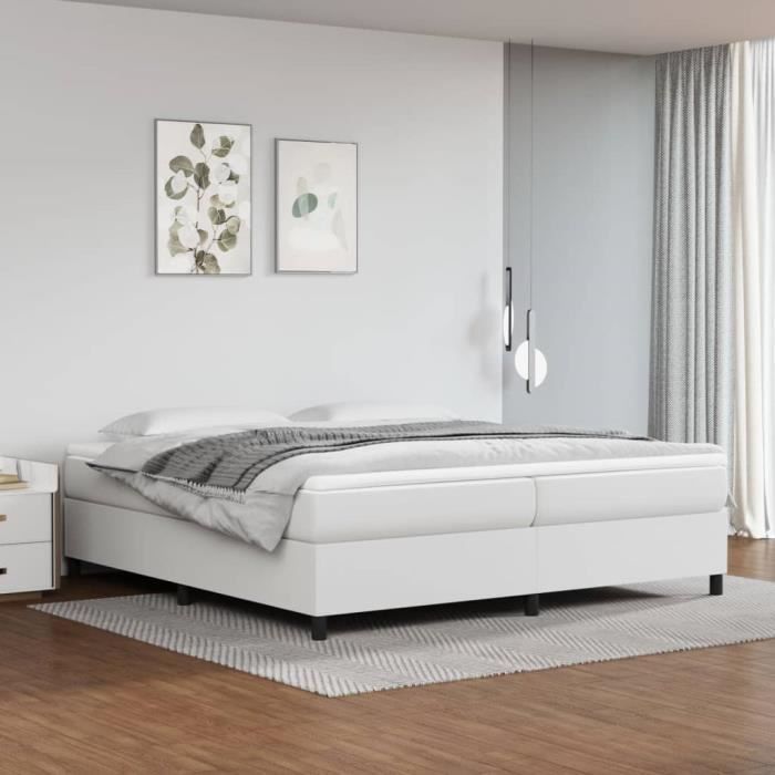 famirosa sommier à ressorts de lit blanc 200x200 cm similicuir-1066