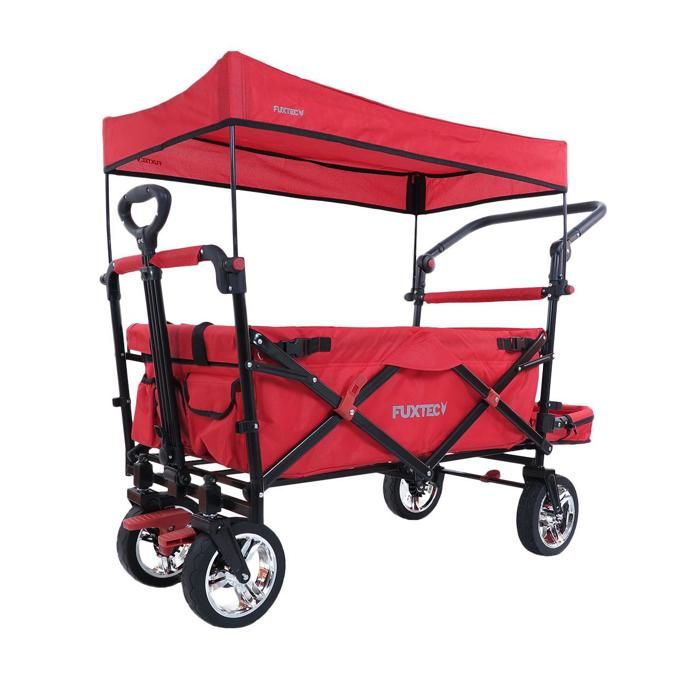 Chariot de transport enfant - Rouge - FUXTEC Smart Cruiser - pliable charge 75 kg