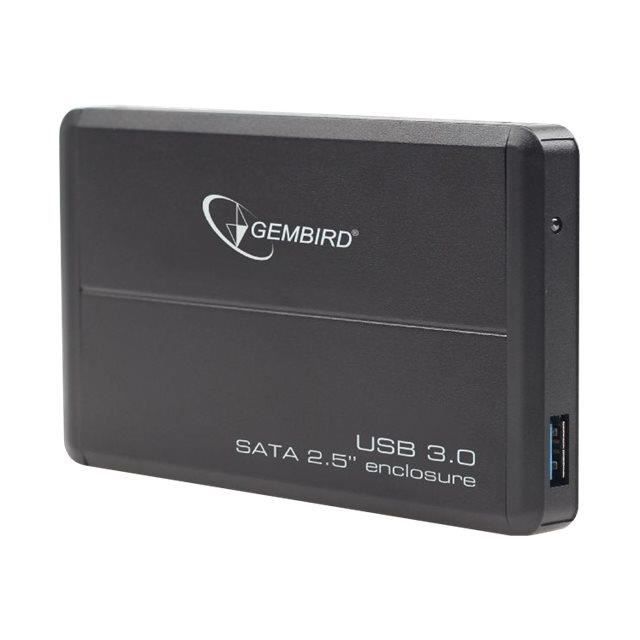 Boîtier HDD 25 - Gembird - Aluminium - USB 3.0 - SATA 3Gb/s - Noir/Argent