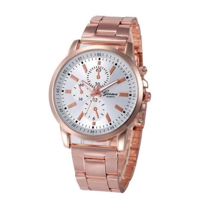 Montre - Femme - Quartz - Acier - Doré Rose - Cadran - Rond - 4 cm - Diamètre - Bracelet - Ajustable Montre - Femme - Quartz - Acier - Doré Rose - Cadran - Rond - 4 cm - Diamètre - Bracelet - Ajustable
