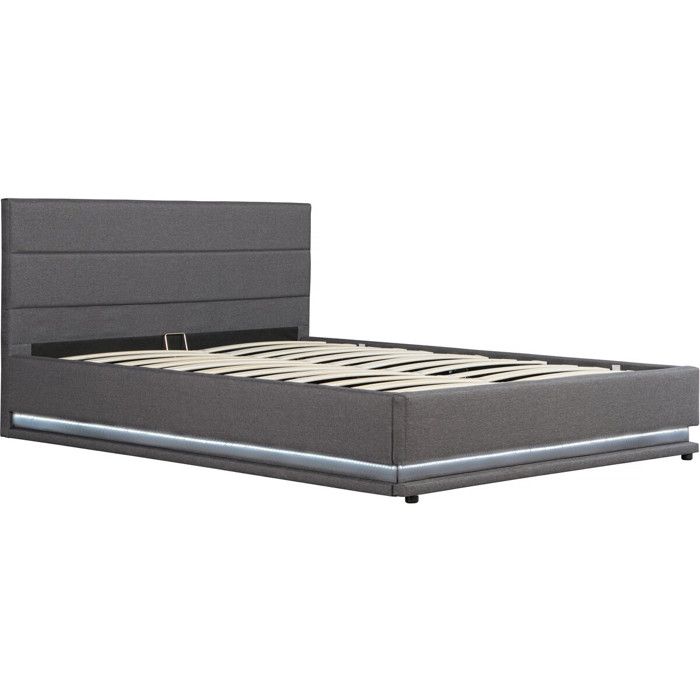 Lit LED avec coffre Anastasia - 180 x 200 - Gris foncé