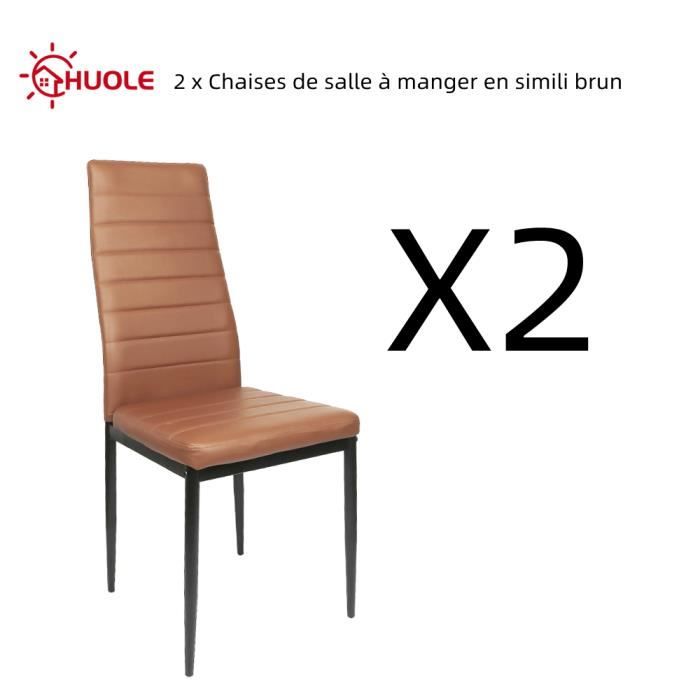 HUOLE 2 x Chaises de salle à manger en simili brun avec dossier haut Hauteur totale 98 cm