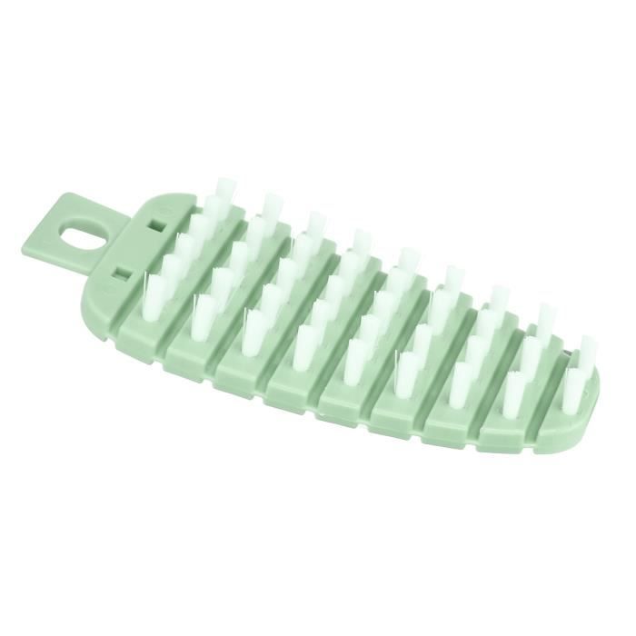 2 Brosses à Légumes Et Fruits - Poils Rigides, Manche Long - PP - 8x7x6,5 Cm - Blanc Et Vert