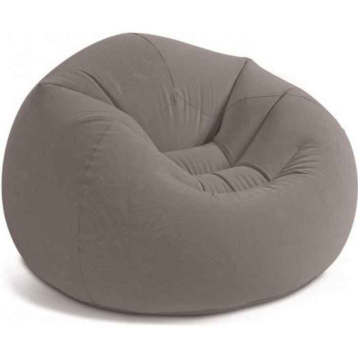 fauteuil poire soft intex - vinyle - gonflage rapide - gris