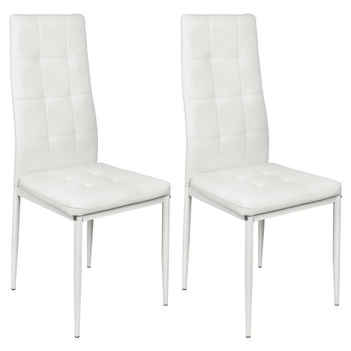 chaises de salle à manger gol - jeobest - lot de 2 - blanc - métal - cuir pvc écologique
