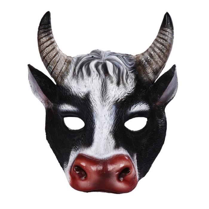 Masque Tête De Vache En PU - 28x24 Cm, Léger, Ajustable | Déguisement Halloween, Carnaval, Spectacle, Fête à Thème