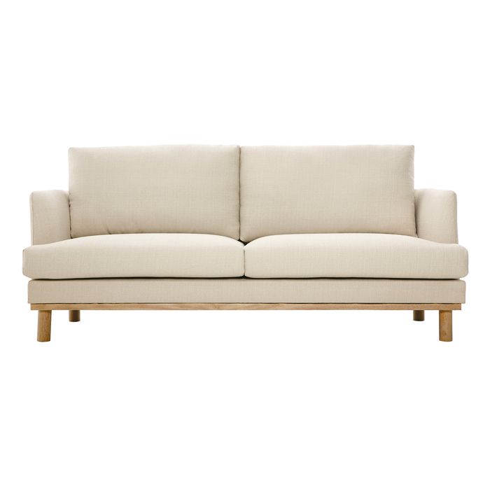 Miliboo - Canapé scandinave 3 places en tissu beige et bois clair HOBART