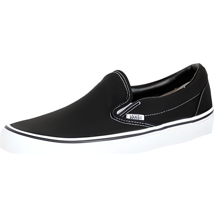 basket vans classic slip-on noir - homme - canvas - a élastique - semelle en caoutchouc vulcanisé