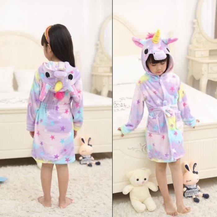 Peignoir de Bain Licorne Fille Garcon Enfant Kigurumi Pyjama Ensemble de Animaux Cosplay Soiree de Combinaison Deguisement Violet Cdiscount Pret a Porter