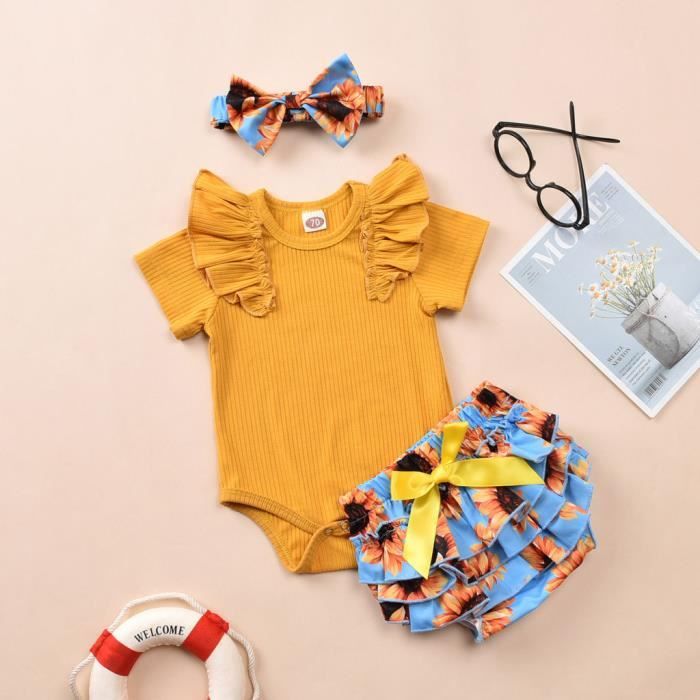 Body Bebe Fille A Volants Solide Kint Barboteuse Shorts A Imprime Floral Bleu Cdiscount Pret A Porter