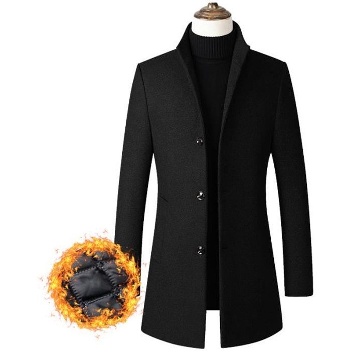 Manteau Homme Hiver En Laine - Trench Coat Chaud Slim Fit