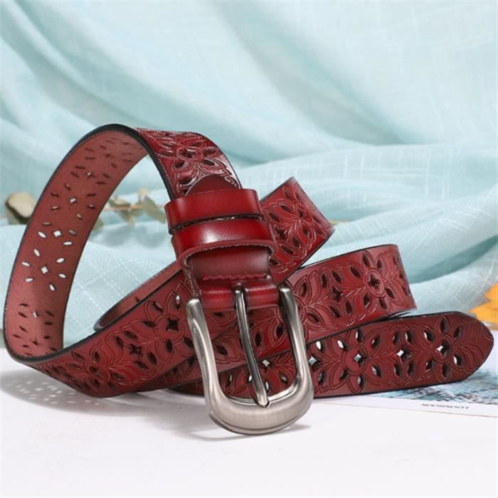 CEINTURE Femme Ceinture vintage ceinture fine ceinture femme en cuir de vachette veritable dark rouge FZ Rouge Cdiscount Pret a Porter