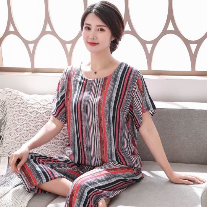 Pyjama en soie femme t Manches courtes Coton Soie Pyjamas
