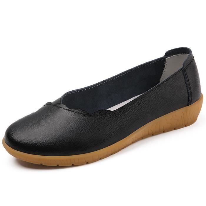 Mocassins Femme Noirs En Cuir - Taille 38 - Pieds Fins - Style Classique