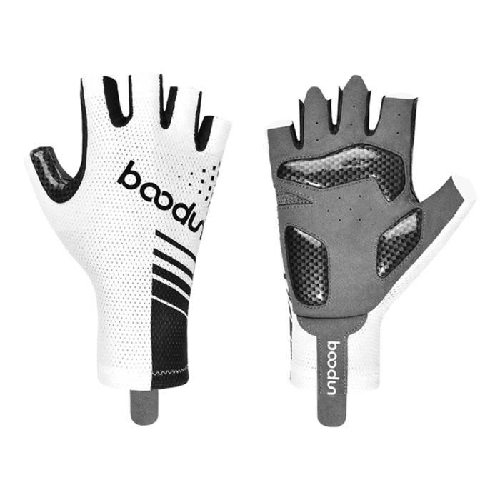 Gants de cyclisme demi-doigts unisexes rembourrés avec paume - Gants de vélo d'été pour homme et femme - Antidérapants - Courts - Pour VTT, randonnée, escalade, gym (rose, taille L