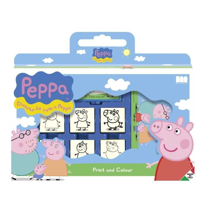 Coffret 8 Tampons Enfants en Bois Encre Peppa Pig Tampon Enfant