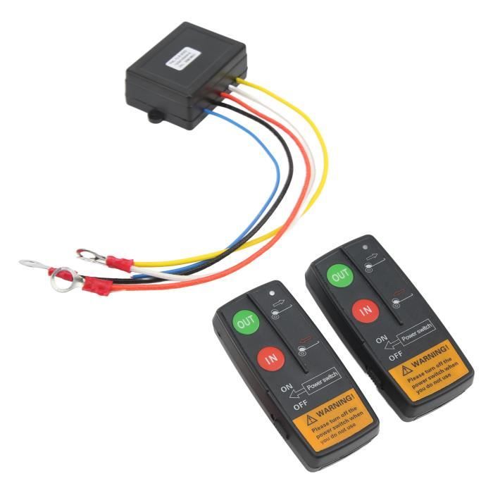 Kit Télécommande Treuil De Récupération Weikeya 12V 24V - Portée 75 Pieds Avec Indicateur Lumineux - Universel Camion Voiture VTT