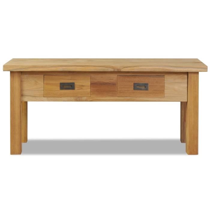 Banc dentrée - OMABETA - Teck massif - 90 x 30 x 40 cm - 2 tiroirs - Montage facile