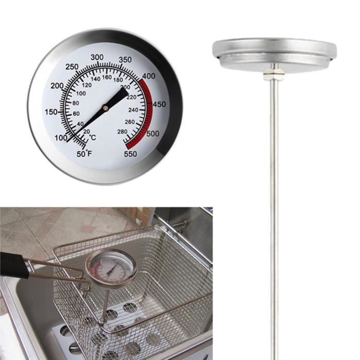 Thermomètre De Cuisson Pour Huile - Sonde 40 Cm Acier Inox - Frites, Barbecue, Four - Cadran Fahrenheit/Celsius
