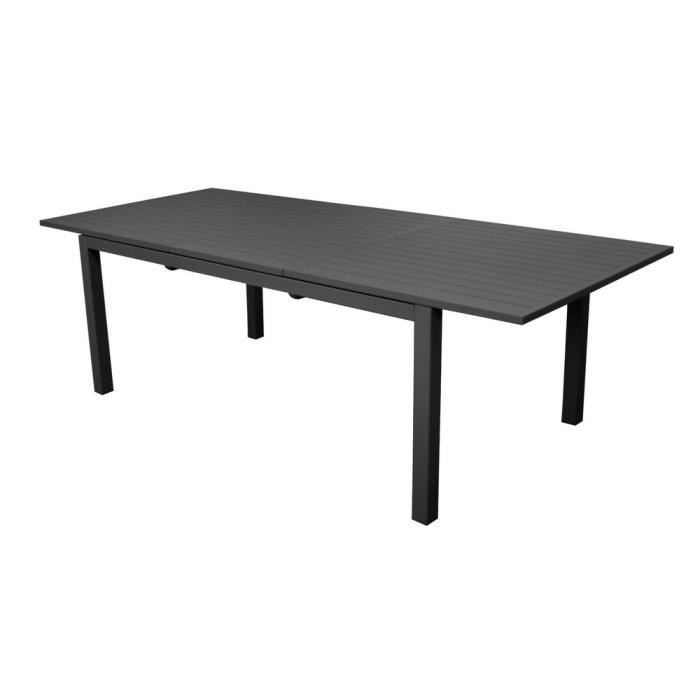 table de jardin rectangulaire extensible - proloisirs - genes - aluminium - graphite - 160/240 cm