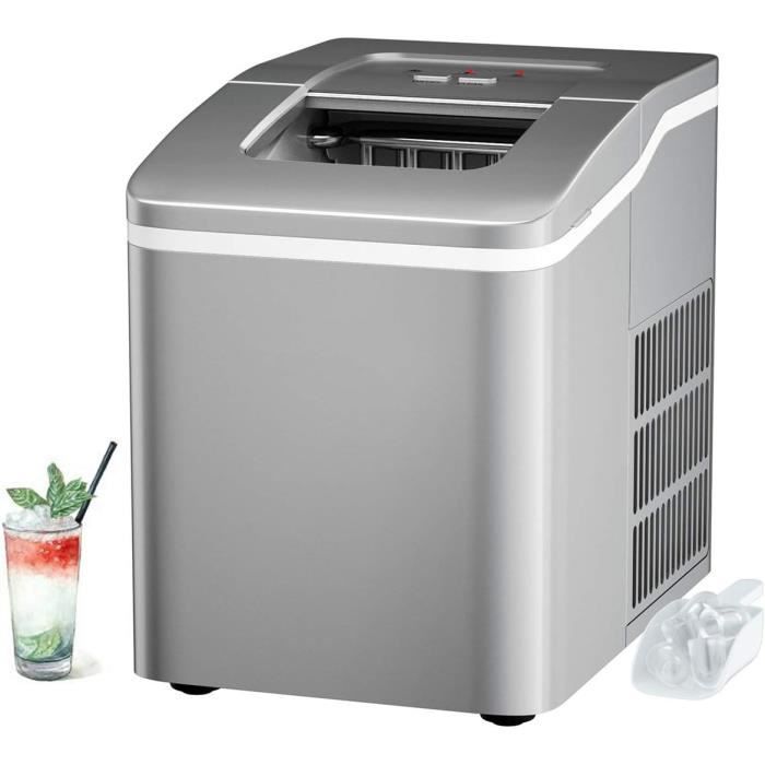 RELAX4LIFE Machine à Glaçons 120W Portable 12KG/24H |Réservoir d'Eau 1,5L |Machine à Glace Auto-Nettoyage Argent |9 Glaçons par 8Min