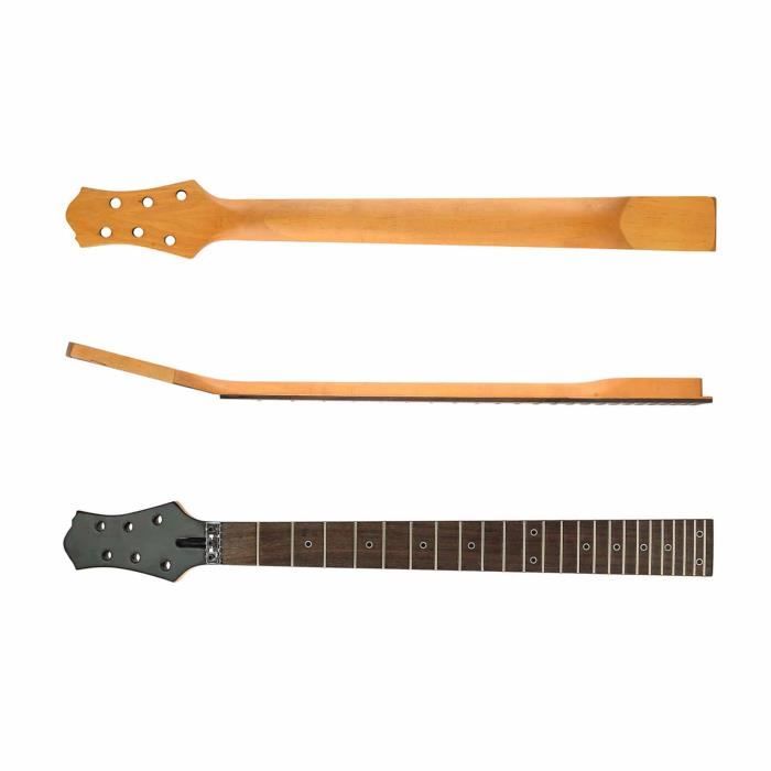 Manche de guitare électrique à 6 cordes, jaune brillant, 21 et 22 frettes, érable du Canada complet pour remplacement de manche de guitare électrique ST