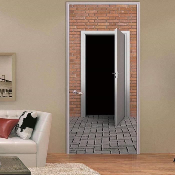 Téléchargement gratuit Images Autocollant De Porte 3d Papier Peint Chambre Noire Brique Rouge dernière par