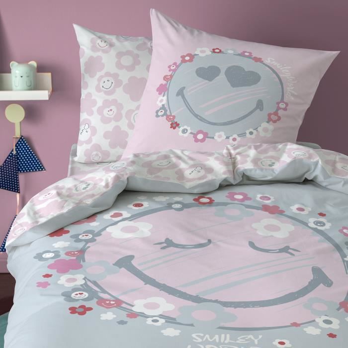 Parure de lit imprimée 100% coton, SMILEY WORLD SUMMER FUN 140x200 cm