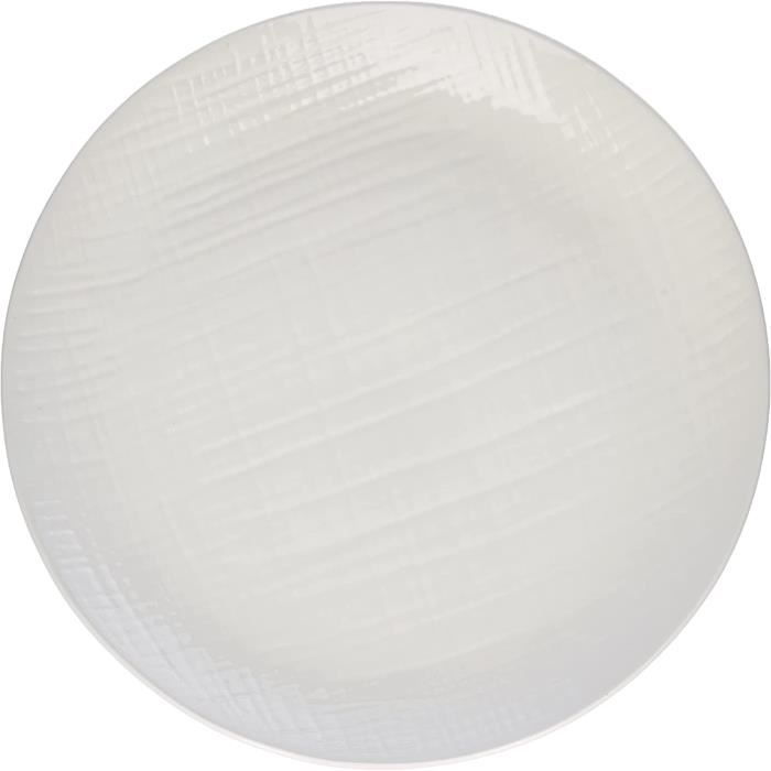 Lot De 6 Assiettes Plates Porcelaine Blanche DEAGOURMET Saturne 206 Black Stroke - Élégance Noire Moderne Ø 26,6 Cm