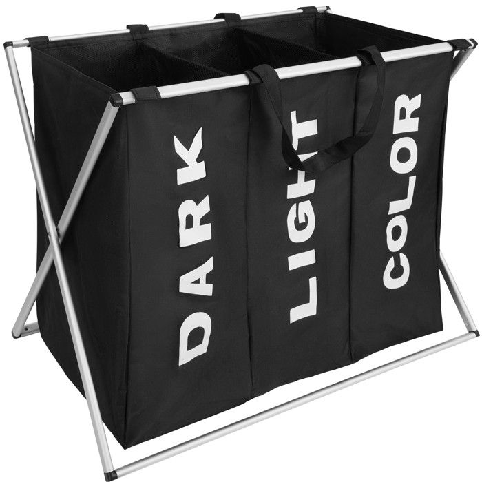 Noir Basics Panier /à linge en tissu avec poign/ée en aluminium