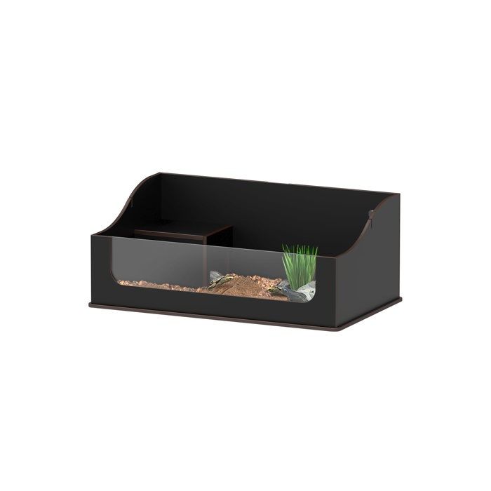 Comparer les prix de Terrarium tortue - TERRATLANTIS - Terra Tortum 75 - Noir - Bois hydrofuge - Cabane intégrée
