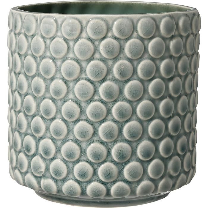 Pot De Fleur Bloomingville Dot Céramique Blanc - Ø15.5xH15.5cm - Style Rétro - Sans Trou De Drainage