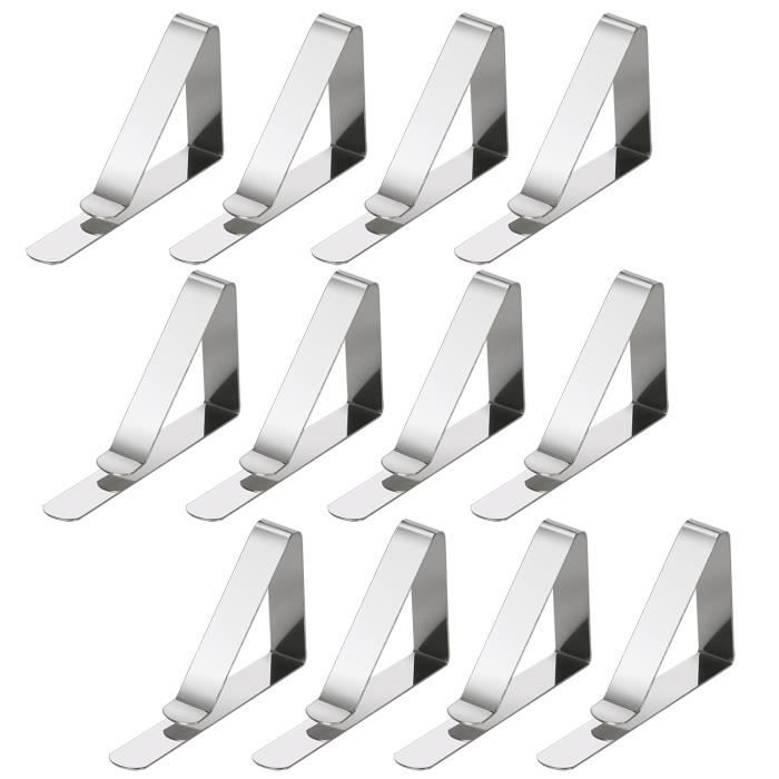 TRIXES Lot de 12 Pinces Argent Clips pour Nappes avec Pince Réglable Haute Qualité Métal Fêtes Utilisation Maison