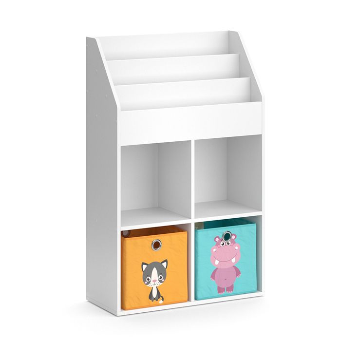 Bibliothèque étagère Enfant 5 Niveaux Pliable VICCO Modèle Luigi - Blanc - Rangement Jouets Et Livres