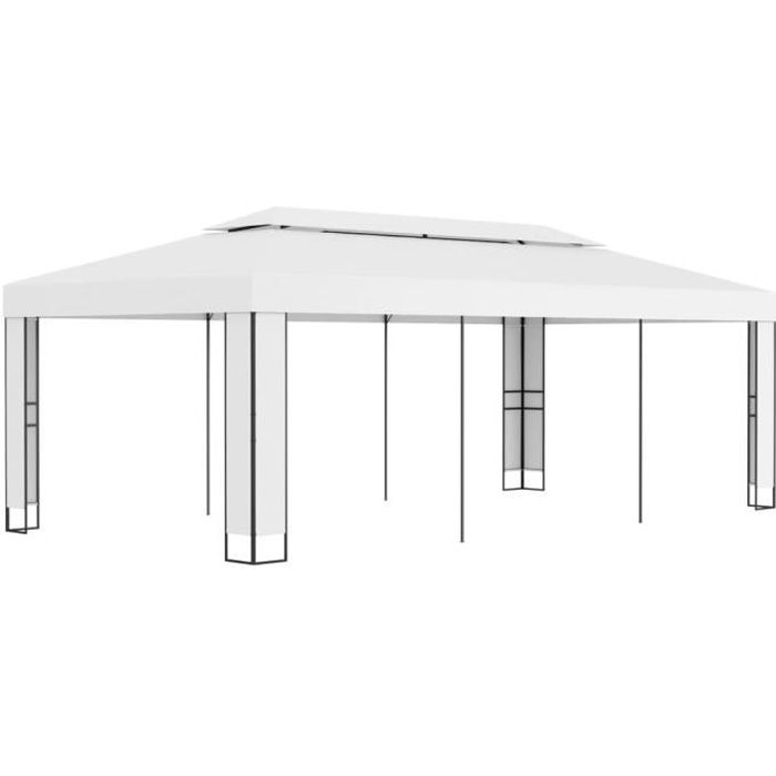 VidaXL Tonnelle avec toit double 3x6 m Blanc