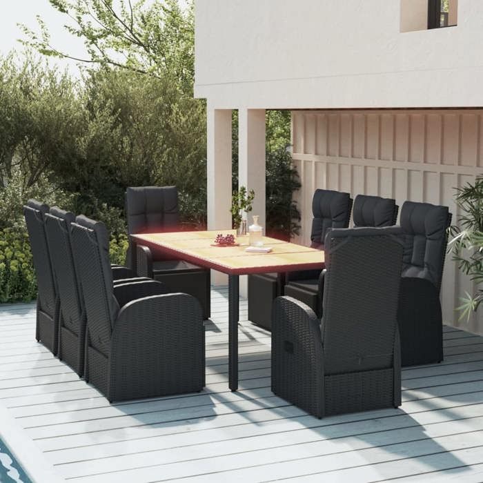 VidaXL Ensemble à manger de jardin 9 pcs Poly rotin et acacia - vue 2