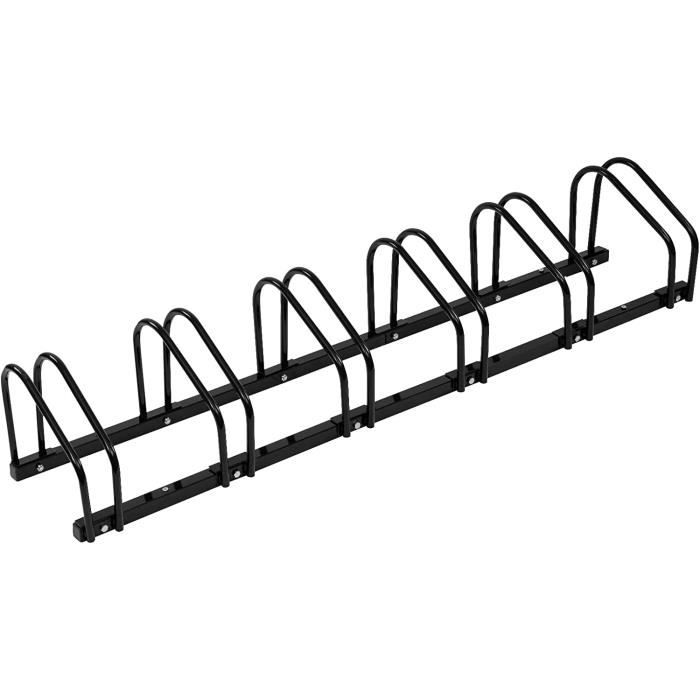WOLTU Ratelier Velo pour 6 Velos Range Velo au Sol ou Mural Support pour Bicyclettes Porte velos en Metal Noir