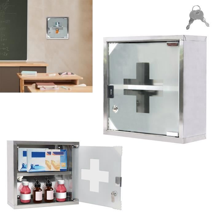 Armoire à pharmacie - XMTECH - XMTECH - 2 niveaux - Acier inoxydable - Verrouillable