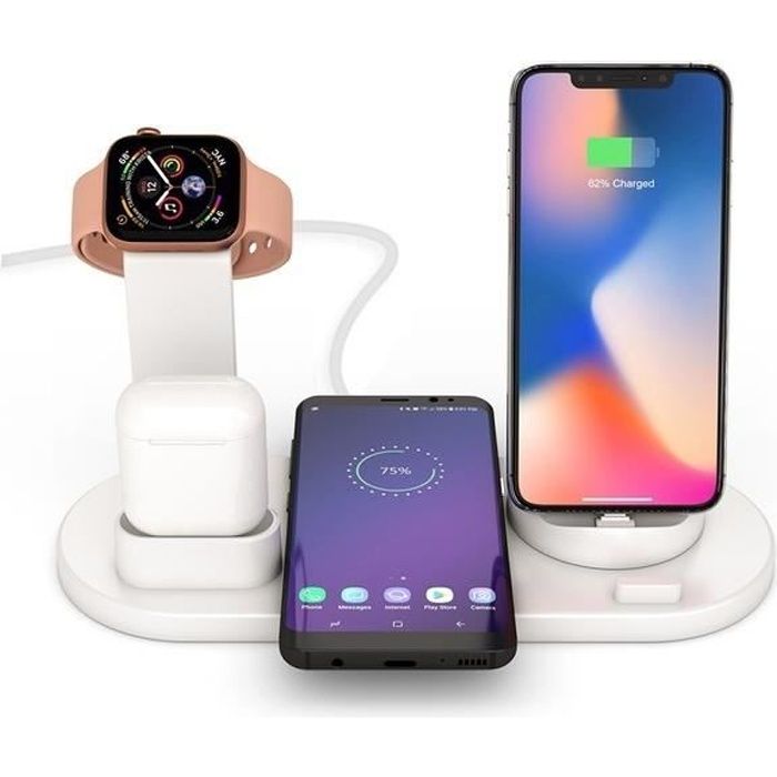 Chargeur Sans Fil 4 En 1 Magnétique 15 W - Station De Charge Pour Téléphone, écouteurs, Montre, Tablette