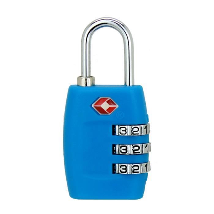 BlueBeach® Verrouillage de câble rétractable pour valise bagages sécurité de combinaison 3 chiffre à cadenas 
