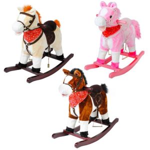 JOUET À BASCULE Cheval à bascule peluche bois son et mouvements JOUET À BASCULE Cheval à bascule peluche bois son et mouvements