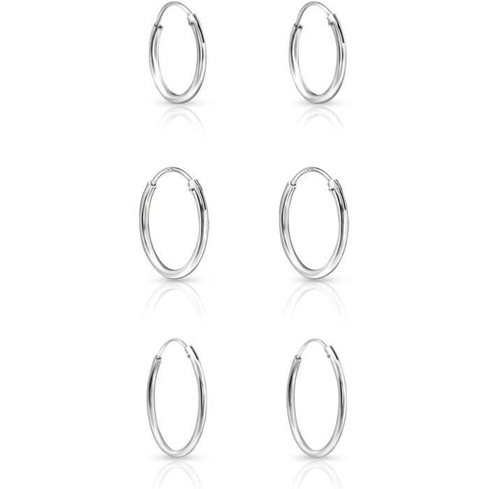 Boucles D'oreilles Créoles Fines - Anneau Gris De 4,7 Cm (neuves Avec étiquettes)