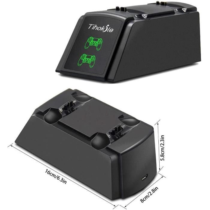 Tihokile chargeur manette ps4, double usb de charge rapide console  contrôleur avec indicateur led pour playstation 4 ps4/ps4 slim pro