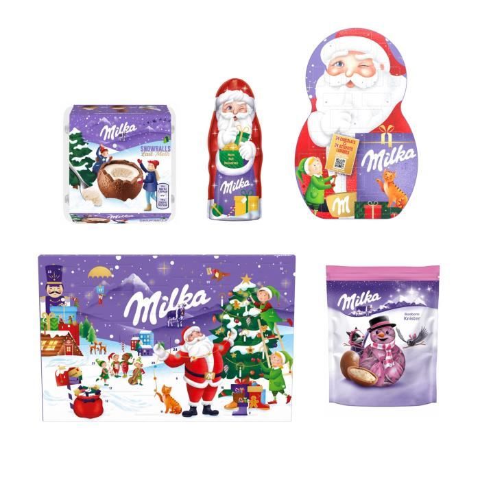 Chocolats noël : 2 calendriers de l'avent Milka + 1 Père-Noël